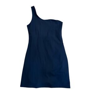 Girlfriend Collective One Shoulder Activewear Dress Small Navy Blue Stretch